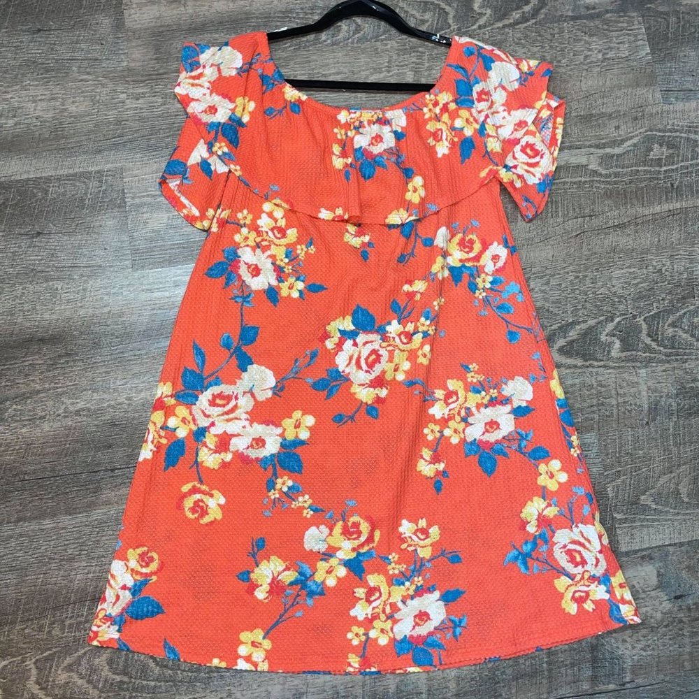 NWT White Birch Off Shoulder Dress Orange Floral Small